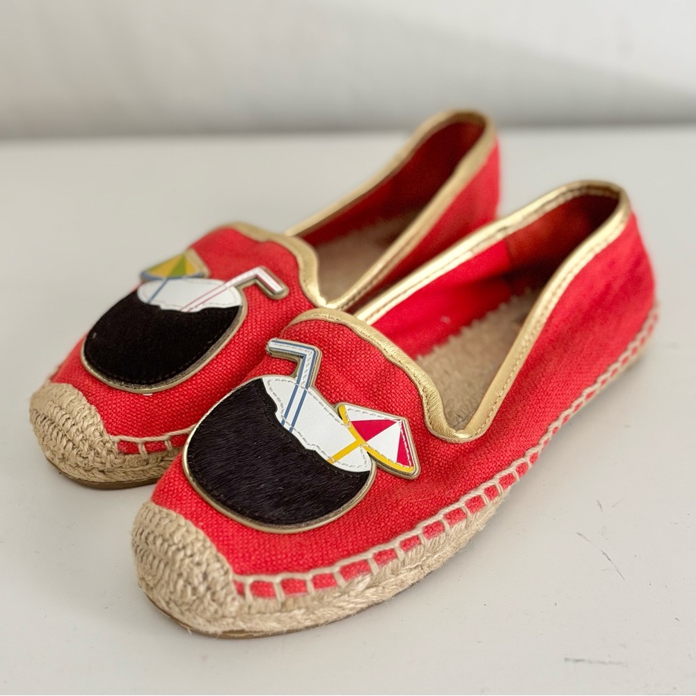 Tory Burch Women's Coco Calf Hair Appliqué Espadrille Flats, Size 5.5